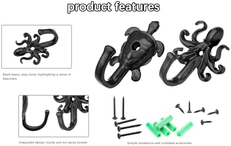 10 Pack Coat Hooks Wall Hooks, Octopus Decorative Wall Mounted Hooks Rustic - Image 7