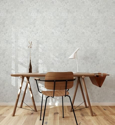 Heroad Grey Peel and Stick Wallpaper Floral Contact Paper Vintage Wall Paper - Image 4