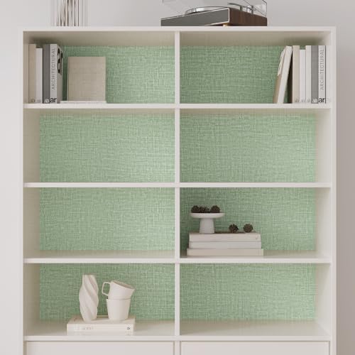 VaryPaper 15.7"x78.7" Light Green Grasscloth Peel and Stick Wallpaper Textured - Image 3