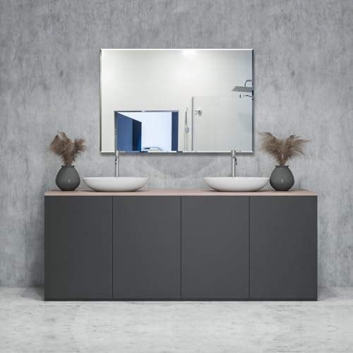 Bathroom Mirror for Over Sink 40x30 Inch Frameless Wall Mirror Beveled Edge - Image 2