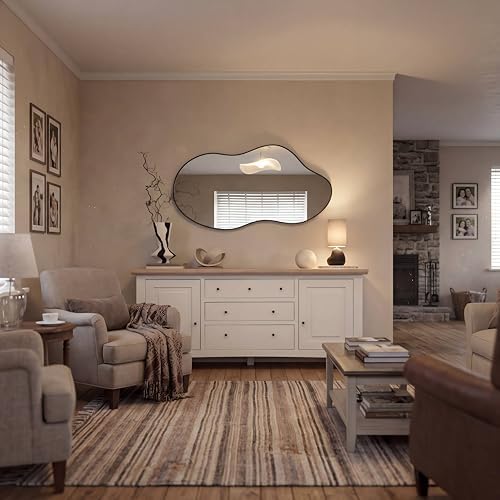 Black Asymmetrical Wall Mirrors Irregular 20×36 Inch Abstract Mirror - Image 4