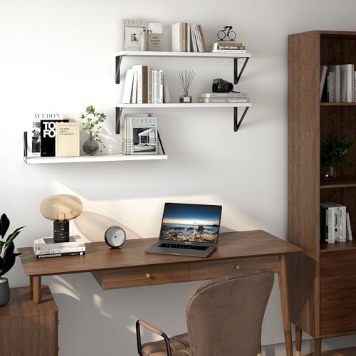 Heimlove Floating Shelves for Wall, 24 Inch Long Wood Floating Shelves Set of 3 - Image 2
