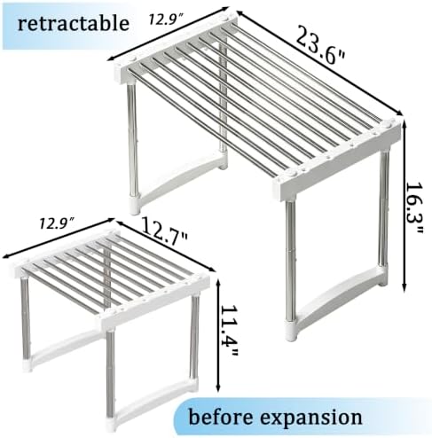 BLULEE Expandable Standing Shelf Unit, Adjustable Storage Rack White - Image 2