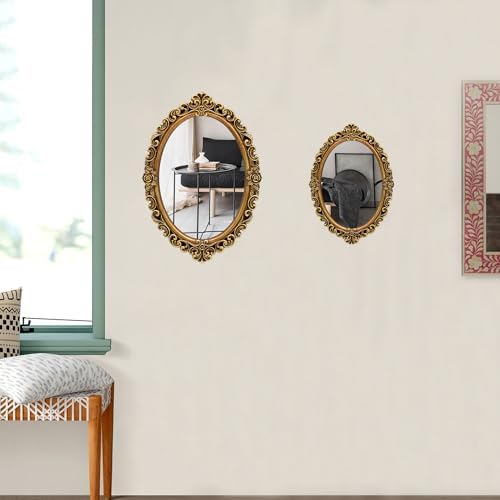 OIGUMR Small Oval Wall Mirror Resin Frame Size：15 x 10.7 inch - Image 4