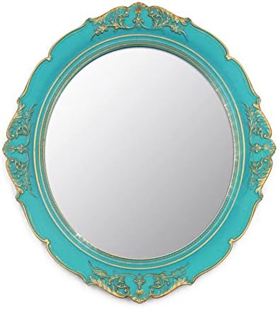 Eaoundm 13.1 x 14.8 inchs Decorative Wall Mirror, Oval Blue Plastic Frame by Eaoundm