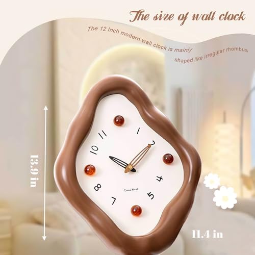 JUSTUP 12 Inch Modern Wall Clock, Creative Rhombus Battery Powered Clock - Image 3