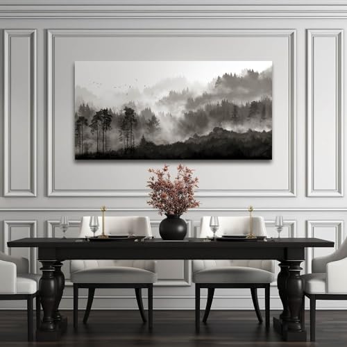 YJYart Landscape Wall Art Black Forest Tree Painting - Image 6