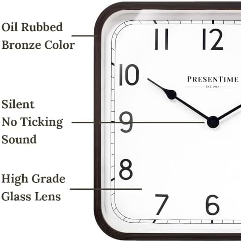 Presentime 16" Anton Modern Farmhouse Square Clock - Image 2