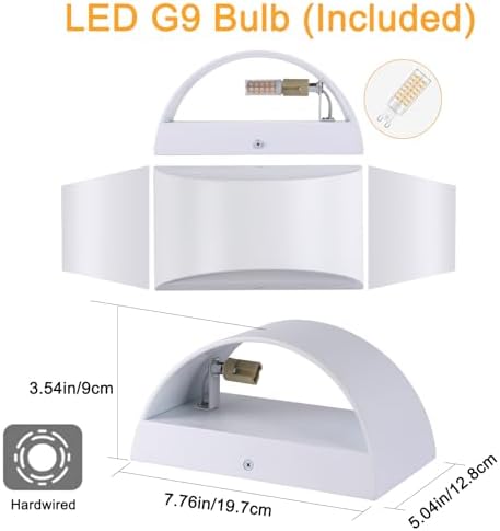 White Modern LED Wall Sconce Hardwired Indoor Wall Lights Up and Down Wall - Image 3