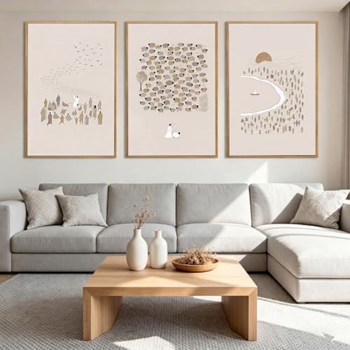 LAATOZ Large Christian Wall Art Framed Neutral Canvas Painting, Jesus Boho - Image 3