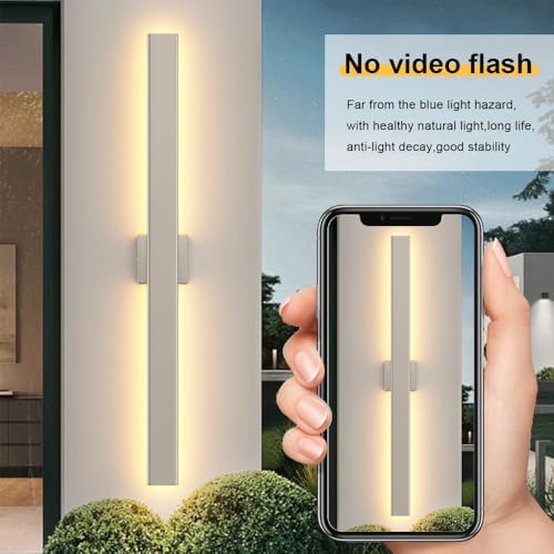 Aipsun 39.4" Nickel LED Outdoor Wall Light, Linear Exterior Lighting Fixture - Image 6