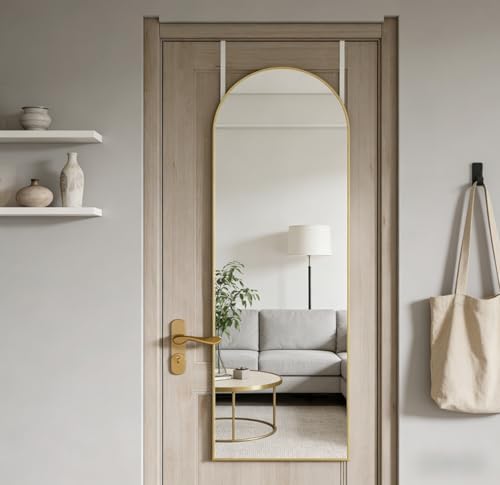 14" x 48" Arched Full Length Mirror Gold Frame Over Door & Wall Mounted - Image 4