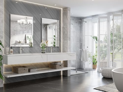 28"x36" Frameless Beveled Bathroom Mirrors - Image 2