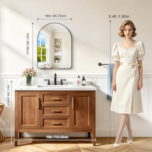FORBATH Arched Bathroom Mirror 18x24 Inch, Hanging or Leaning Against Wall - Image 2