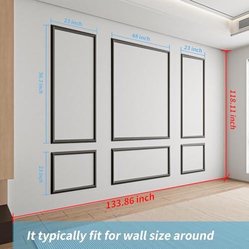 Art3d Pre-Cut Wall Molding Set of 6 pcs, 3 Top 3 Bottom - Image 4