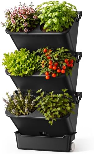 Briwooody 3 Set 6 Pocket Vertical Stackable Wall Planters Kit Outdoor Self by Briwooody