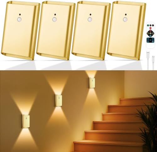 Eneru Motion Sensor Wall Sconce, Rechargeable Wireless Lights Indoor 4 Pack by Eneru