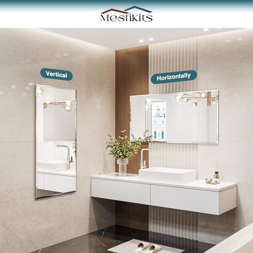 Frameless Bathroom Mirror 24"x48", Beveled Bathroom Mirror - Image 5