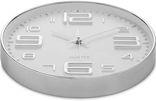 Bernhard Products Silver Wall Clock 12 Inch Silent Non-Ticking Quality Quartz - Image 4