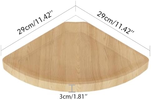 YMYNY Set of 2 Corner Shelf Wall Mount 12" Beech Wood Color HFS001R-2 - Image 3