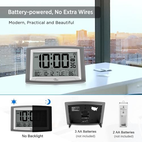 WallarGe Atomic Clock 12.5 Inch Self-Setting Digital Wall Clock - Image 6