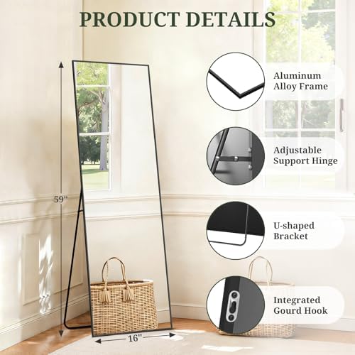 Mirror Full Length 59"x16", Rectangle Full Body Floor Mirrors - Image 4