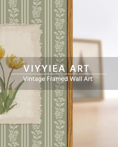 VIYYIEA Framed Yellow Tulip Wall Art Vintage Botanical, 8x10 Inch - Image 5