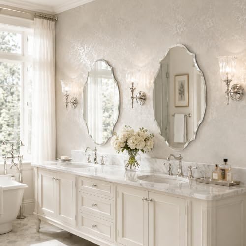 24x36 Inch Scalloped Oval Frameless Beveled Wall Mirror - Image 7