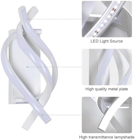Modern Wall Sconce 21W Indoor Wall Lights Cool White 6500K Spiral Design Wall - Image 5