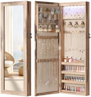 Nicetree 6 LEDs Jewelry Armoire, Hanging Mirror Jewelry Cabinet by Nicetree