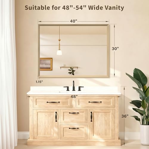 Oak Wood Effect Framed Wall Mirror, 30x40 Rectangle Mirror - Image 2