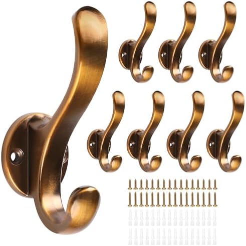 Heavy Duty Wall Hooks, Metal Mounting Hardware, Double Prong Design, Decorative by Ruiziiz