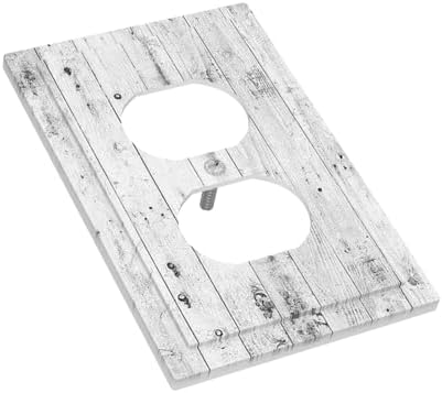 Outlet Covers Rustic White Grey Wood Grain 1 Gang Duplex Light Switch Cover - Image 3
