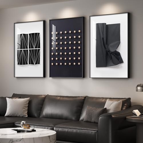 Cuspin Large Black and White Modern Living Room Wall Art, 3 Piece 24x36 In - Image 2