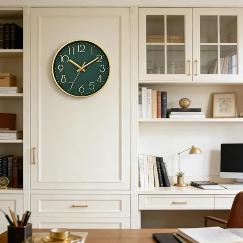 DAXSMY Wall Clock 8 Inch Dark Green Decorative, Battery Operated Silent - Image 2