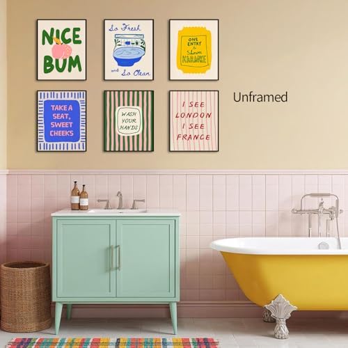 ZYANGZY Funny Quotes Sign Bathroom Poster Set of 6, Cute Wash Your Hands Toilet - Image 5