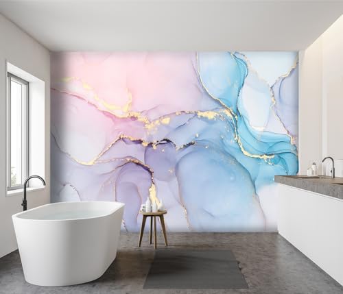 -Coloured Marbled Fabric Wallpaper Abstraction Golden Art Living Room Bedroom - Image 3