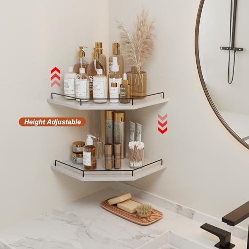 JJL Corner Shelf Wall Mounted, 12 Inches 2-Tier Floating Corner Shelf, Hexagon - Image 5