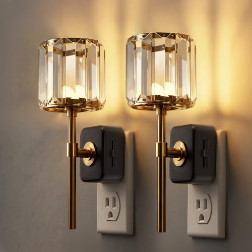 L LOHAS LED Night Lights Plug into Wall, Crystal Acrylic Cylinder Nightlight by LLOHASLED