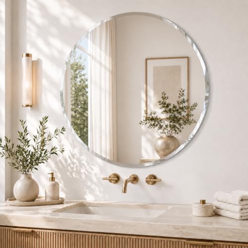 30 Inch Round Frameless Beveled Wall Mirror - Image 2