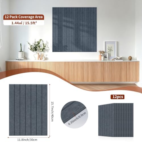 TO-TH Acoustic Wall Panels Self-Adhesive Sound Proof Panel 12 Pack - Image 6