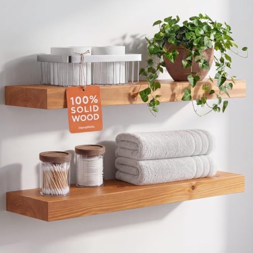 Homeforia 24 Inch Floating Shelves, High-End Solid Pine Wood by Homeforia