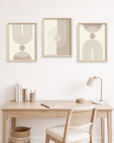 HesenDot Neutral Abstract Framed Wall Art, Modern Geometric Canvas Prints - Image 7