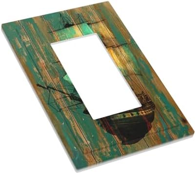 Decorative Outlet Covers Rustic Green Wood Grain Sailboat 1 Gang Single Rocker - Image 3