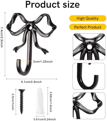 10 Pcs Black Bow Hooks, Bow Hooks - Image 2