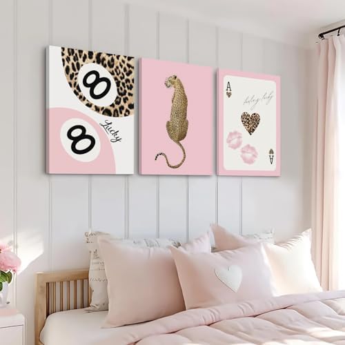 Cheetah Trendy Wall Art Preppy Leopard Canvas Print Cheetah Room Wall Decor 8 - Image 3