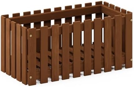 Furinno TIOMAN Planter Box, Hardwood Slat Style Flower Box, Rectangular Garden - Image 6