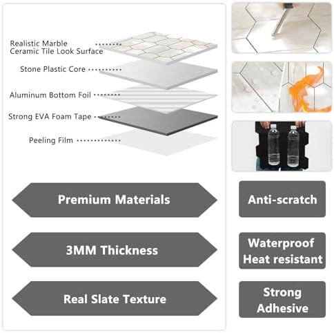 Vamos Tile Long Hexagon Peel and Stick Backsplash Tile - Image 3