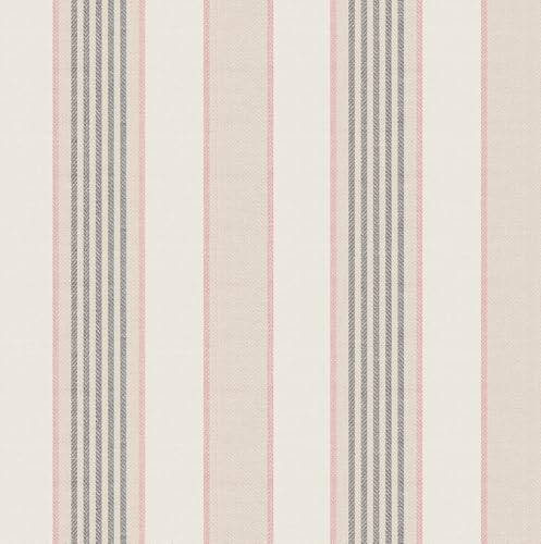 RollsRolla Modern Pink and Beige Stripe Peel and Stick Wallpaper by RollsRolla