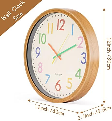 12 Inch Silent Wall Clock for Kids, Battery Operated Classroom Clock - Image 2